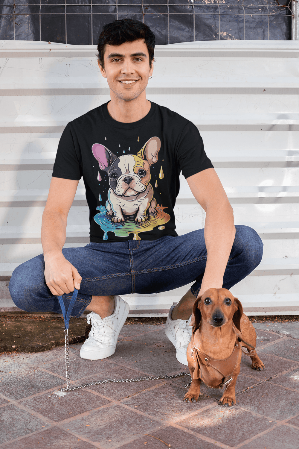 Bunte Frenchie Unisex-Bio-Baumwoll-T-Shirt - Bobbis Store Hunde