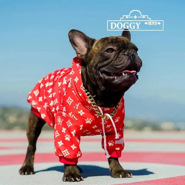 Beverly Hills Blvd Kapuzenjacke mit Monogramm Red - Bobbis Store Hunde