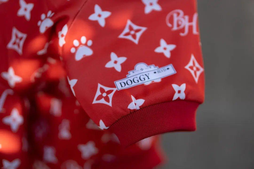 Beverly Hills Blvd Kapuzenjacke mit Monogramm Red - Bobbis Store Hunde