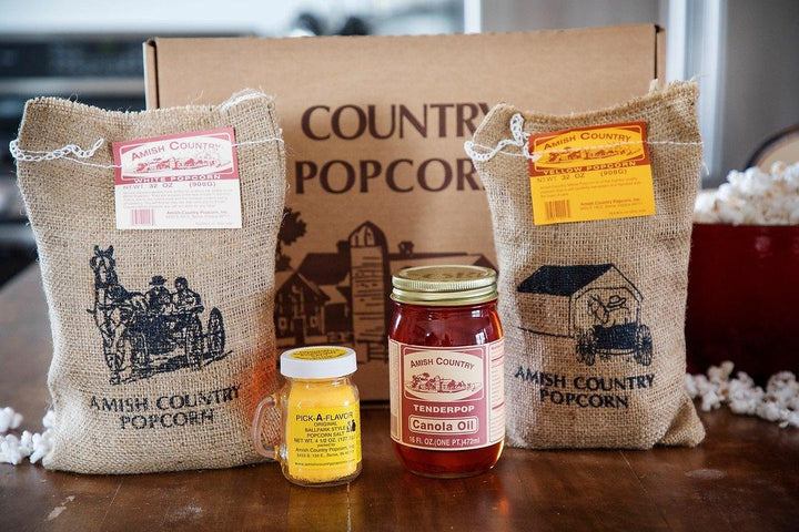 Burlap Geschenkbox Amish Country Popcorn Bio-Popcorn - Bobbis Store Hunde