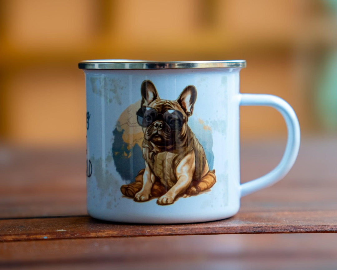 Camping Frenchie #3 Emaille Tasse - Bobbis Store Hunde