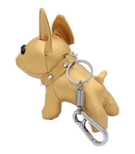 Französische Bulldogge Leder Schlüsselanhänger , Rucksack (Gold) - Bobbis Store Hunde