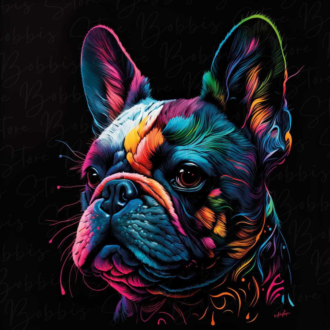 frenchie of psychedelic Digitaler Download - Bobbis Store Hunde