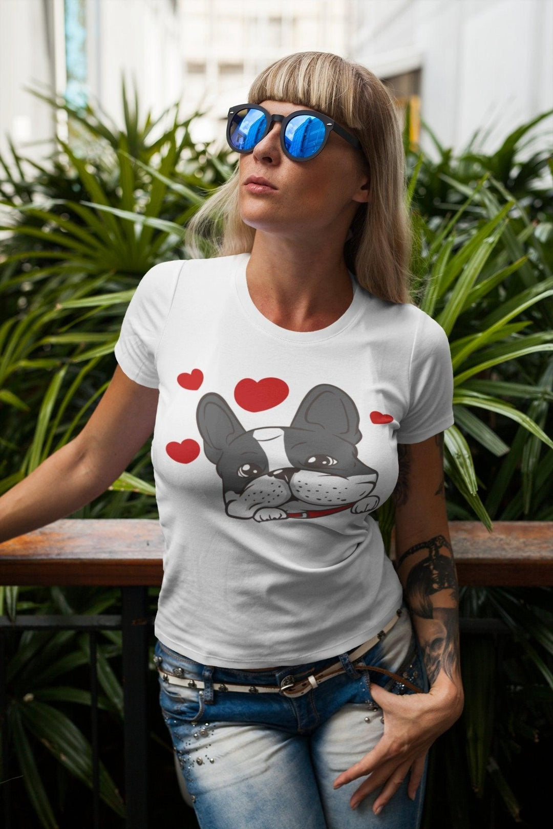 Love Frenchie Lockeres Damen-T-Shirt - Bobbis Store Hunde