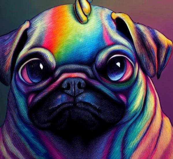 Rainbow Einhorn Mops Leinwand - Bobbis Store Hunde