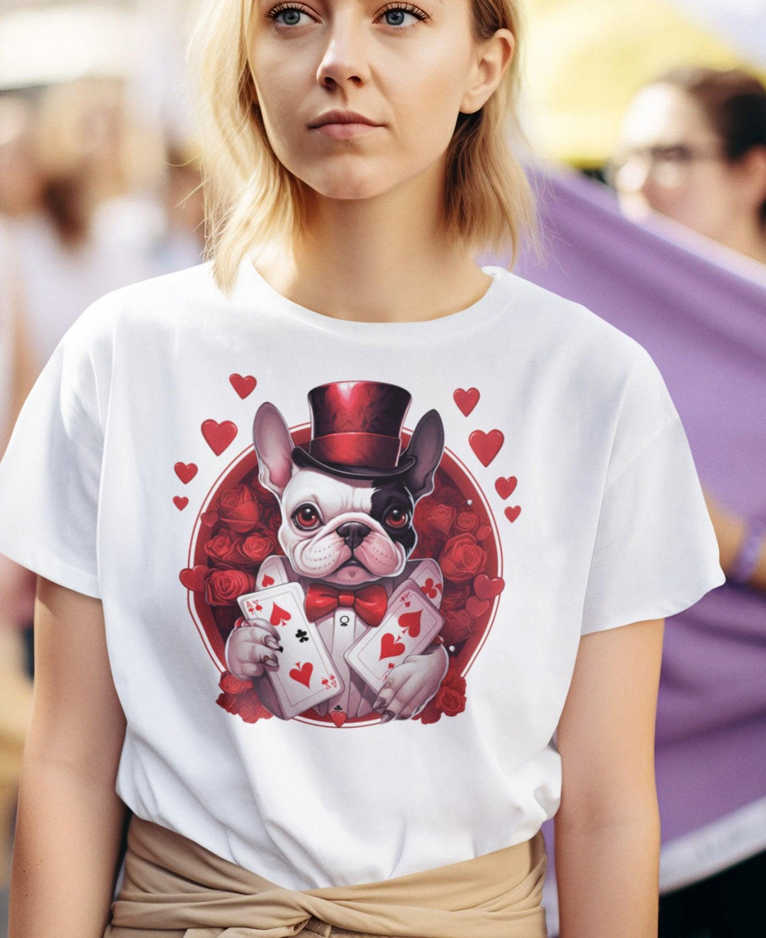 Valentinstag Frenchie Damen-T-Shirt - Bobbis Store Hunde